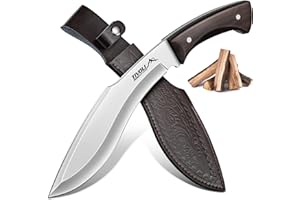 TIVOLI Kukri Fixed Blade Knife - Full Tang Survival Knife with Sheath, Heavy-Duty Hunting Knives for Camping, Bushcraft, Gardening & Outdoor Adventures – Great Christmas Gift for Men and Women