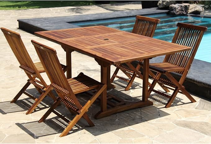 Garden and Co - Conjunto de jardín de teca aceitada para 6/8 personas