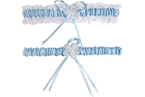 Rimobul 2 Pieces Wedding Garters Lace Bridal Garter Faux Pearls Garter for Bride with Toss Away