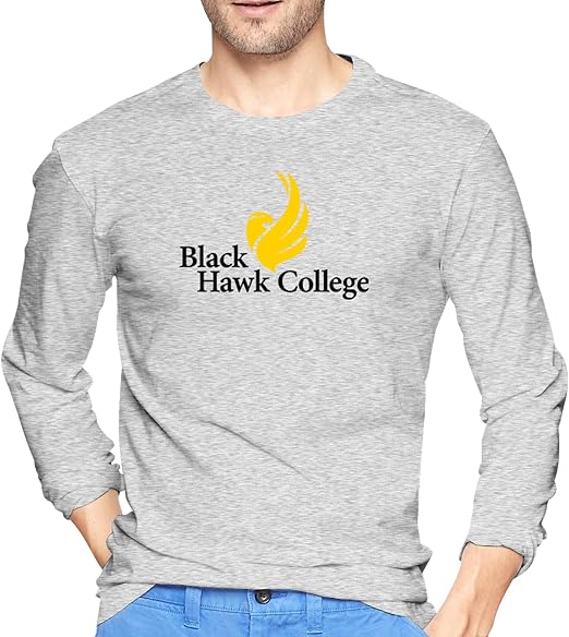 Black Hawk A College Logo Men's Long Sleeve Tee TShirt 100