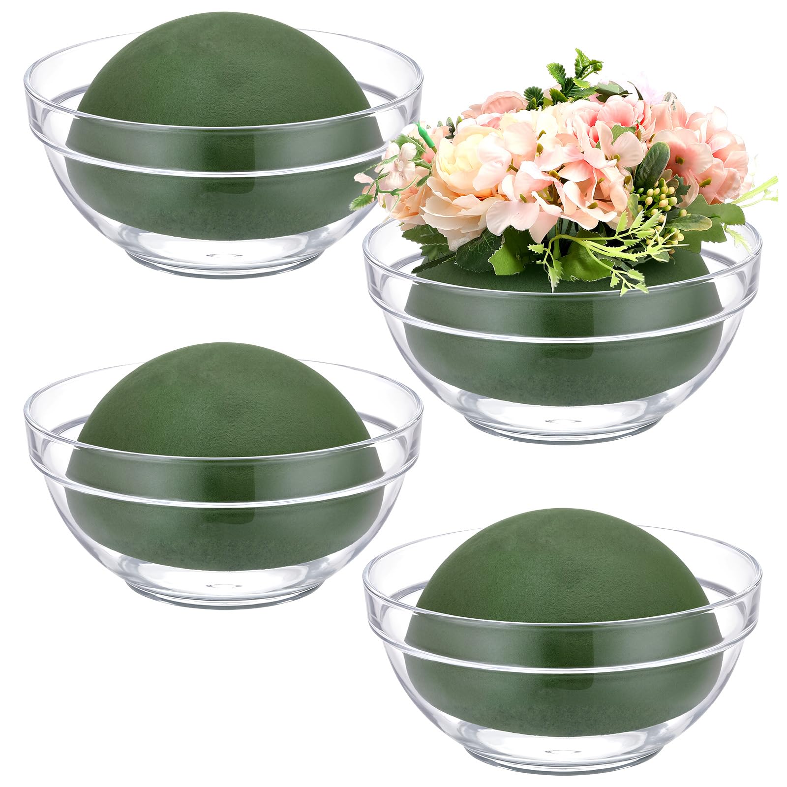 View 1 of Acellegic 4 Pcs Floral Foam Half Ball with Clear Plastic Bowls, Round Green Floral Dry Foam 5.5 x 2.75 Inches for Artificial Flower Arrangement, DIY Crafts, Wedding, Home DecorLPNPMFJ2672182
