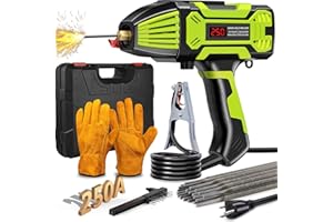 KingMiKi Handheld Welder, 110V 20-250A Adjust Portable Welder with Rotary Switch & Digital Display Welding Gun, 20PCS Rods 1/16-1/8" ARC Stick Welder, Handheld Welder Portable Welding Machine (Green)