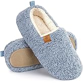 EverFoams Women’s Soft Curly Full Slippers Memory Foam Lightweight House Shoes Cozy Loafer with Polar Fleece Lining