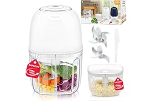 Portable Electric Mini Garlic Chopper, 2 Bowls(250&350ML) Cordless Mini Food Processor 【Up-Durable Motor】【2 Sets 304 Stainles