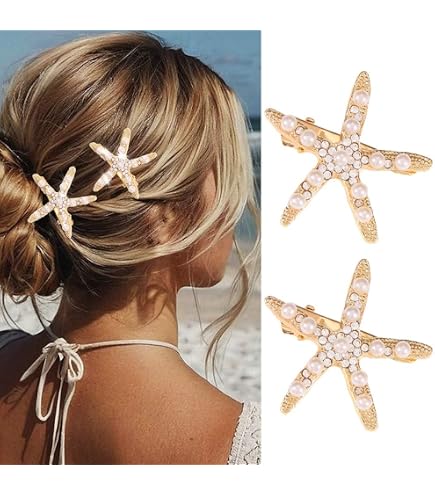 Amazon.com : 3pcs Starfish Hairpins, Elegant Rhinestone  display picture 2