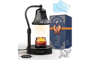 Viyelioc Candle Warmer Lamp, Candle Lamp Warmer with Timer and Dimmer, Adjustable Candle Light Warmer for Jar Candles, with 2 Bulbs, House Warming Gifts Home Bedroom Decor Birthday Gifts for Women