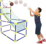 Global Gizmos Arcade Basketball Hoop Indoor Outdoor 86x46x139cm Blue Yellow view 3