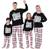 YEAXLUD Family Christmas Pajamas Matching Sets for Women Couples Mens Adult Ladies Print Top and Pants Xmas Pjs Lounge Sleepwear Pijamas Jammies(Merry Vibes Only Set,3-4)