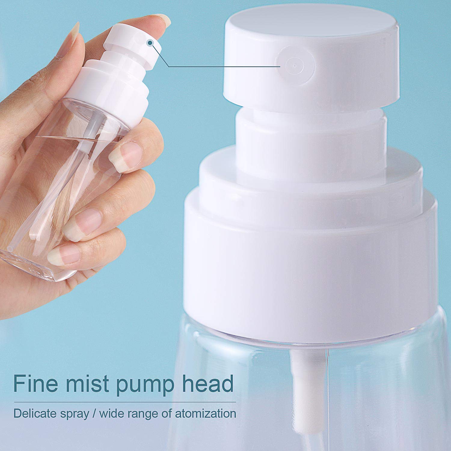 6 Packs Empty Spray Bottles, 2oz /60ml Travel Fine Clear Mist Bottle Small Refillable Cosmetic Sprayer for Essential Oils Skincare Lotion Perfume : Beauty