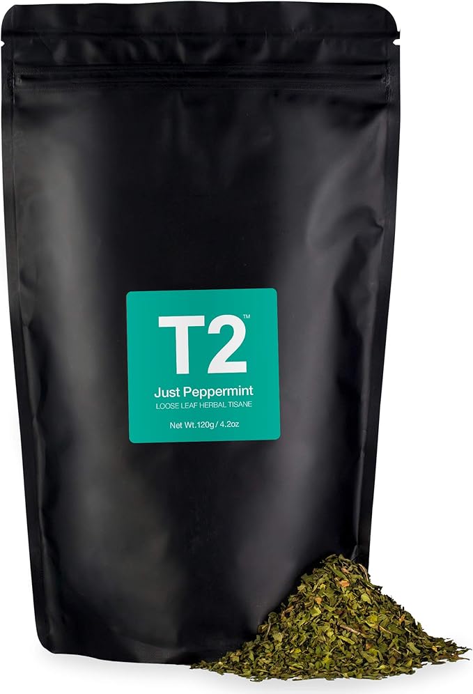 T2 Tea Just Peppermint Loose Leaf Herbal Tea in Resealable Foil Refill