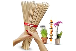 KT DEALS 100 Pack 16" Bamboo Plant Stakes, Garden Sticks for Plant Support Tomato Floral Potted, Indoor Gardening Wooden Sign Posting and Other Crafts Long Natural Wood Skewers (100pc - 16 inch)