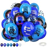 Video Game Party Balloons,Video Game Birthday Party Balloons Blue Black Confetti Game Theme Printed Balloons Decorations Gami