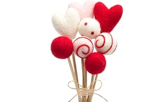 GLACIART ONE Multi-use Felt Heart Valentine Bouquet - 8 pcs | Use as Gift Artificial Bouquet, as Cake Topper, DIY Crafting, Hanging Decor, Garland, Wreath & Mobile | Eco Friendly & Essential Oil Ready