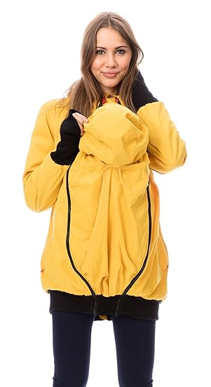 GoFuture Damen Tragejacke für Mama und Baby mit 2 Tragepositionen 5in1 Känguru aus Concordia Shell und Fleece LOVEWINGS GF207
