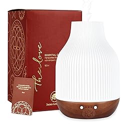 Essential Oil Diffuser Lamp, White Ceramic + Brown