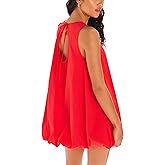 Majdan Womens Bubble Mini Dress Summer Sleeveless Short Dresses Lantern Tank Dresses Beach Sundress with Pockets