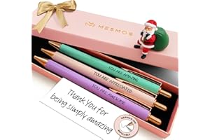 MESMOS 3pk Thank You Gifts for Women, German-Made Ink Fancy Pen Set for Women, Teacher Appreciation Gift, Nice Cute Pens, Boss Lady, Office Coworkers, Metal Ballpoint Pens