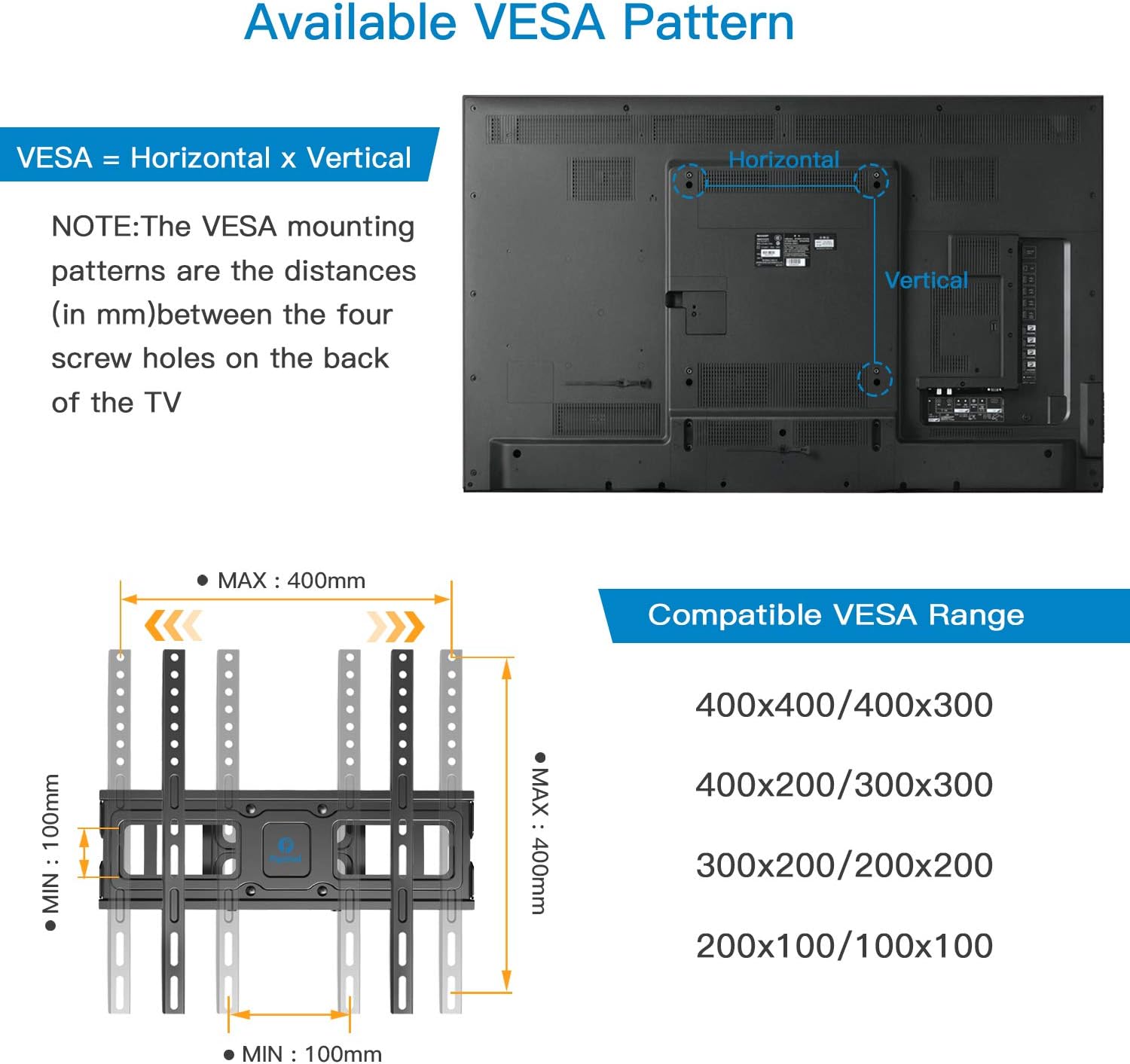 TV Wall Mount Bracket Full Motion Dual Swivel Articulating Arms Extension Tilt Rotation, Fits Most 26-55 Inch LED, LCD, OLED Flat&Curved TVs, Max VESA 400x400mm and Holds up to 99lbs by Pipishell: Home Audio & Theater