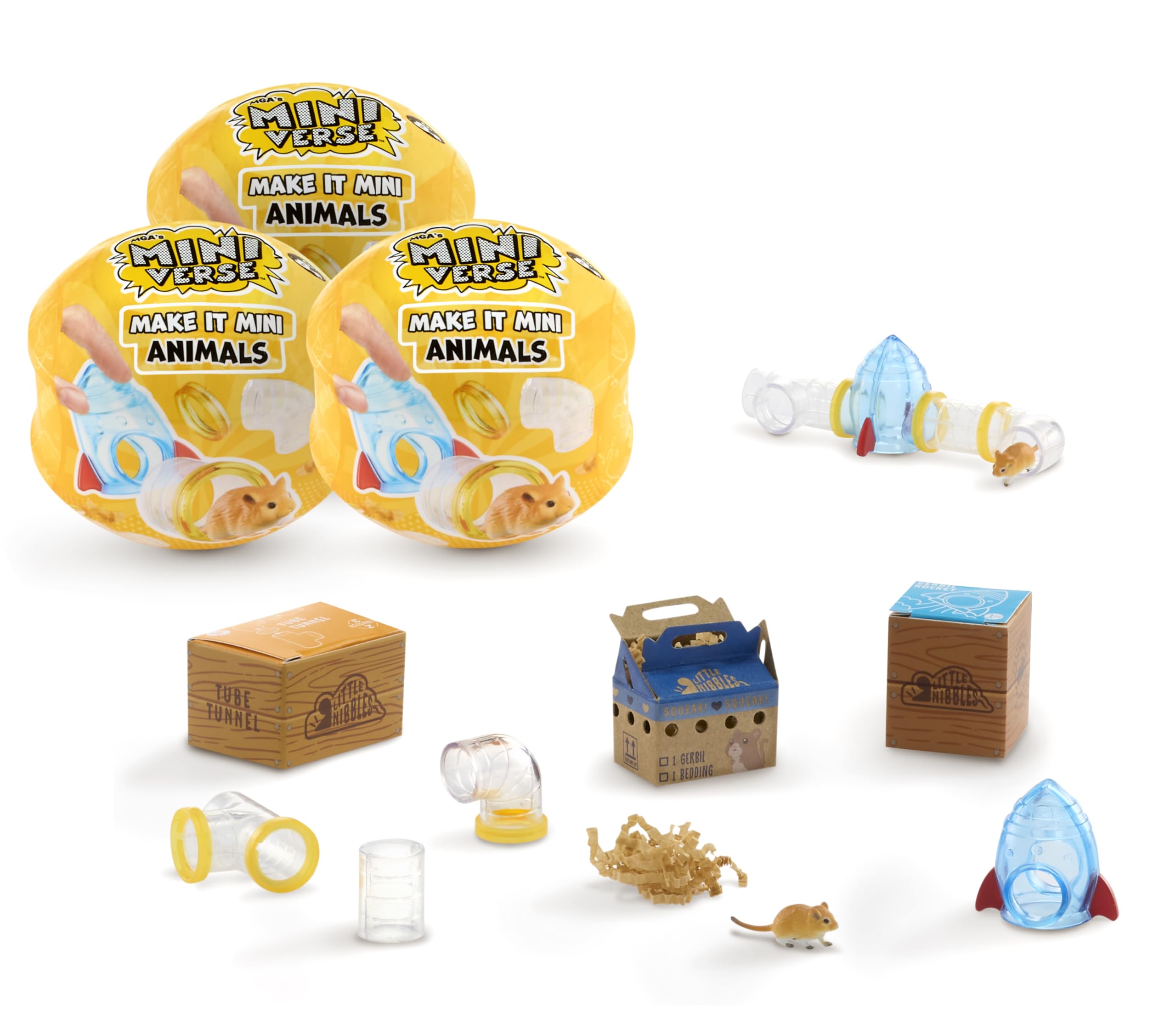 MGA's Miniverse Make It Mini Animals Series 2 (3 Pack) Mini Collectibles, Blind Pack, DIY, Crafts, Resin, Replica Animals, Collectors, Gifts, 8+
