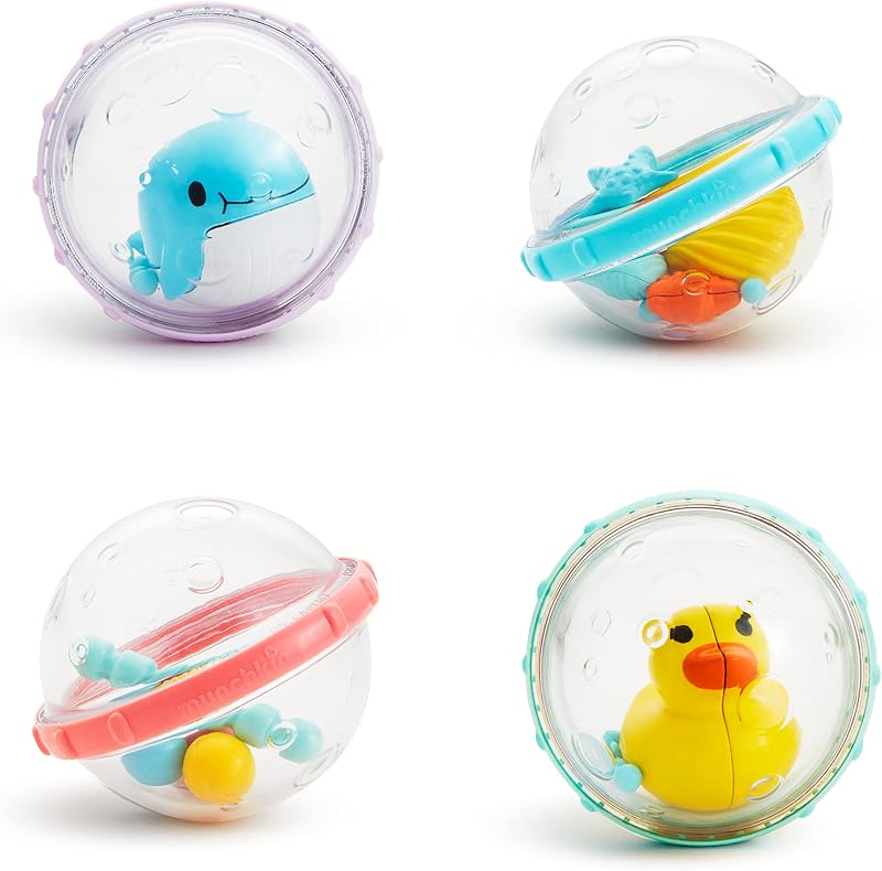 Munchkin Float and Play Bubbles Toy Multicolor Pack of 4 Bath Toys