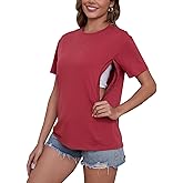 Ecavus Women's Nursing Shirts for Breastfeeding with Hidden Zipper Soft Breastfeeding Tops for Women