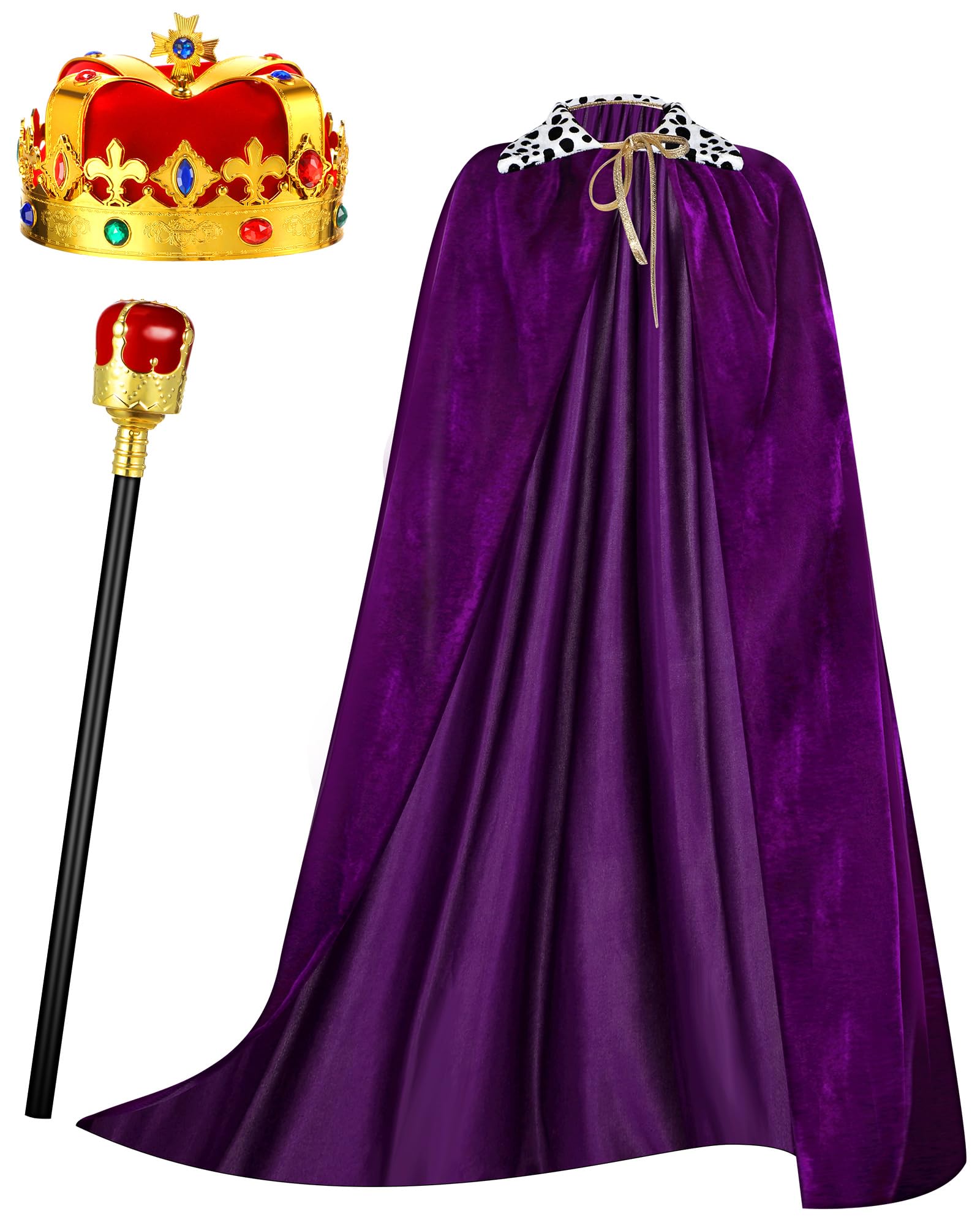 Photo 1 of **CAPE ONLY NO ACCESSORIES*** Cindeer 3 Pcs Adult Emperor Cape Costume Set Medieval Robe Cape Regal Crown Scepter for Men Carnival Cosplay(39.4 Inch,Purple)