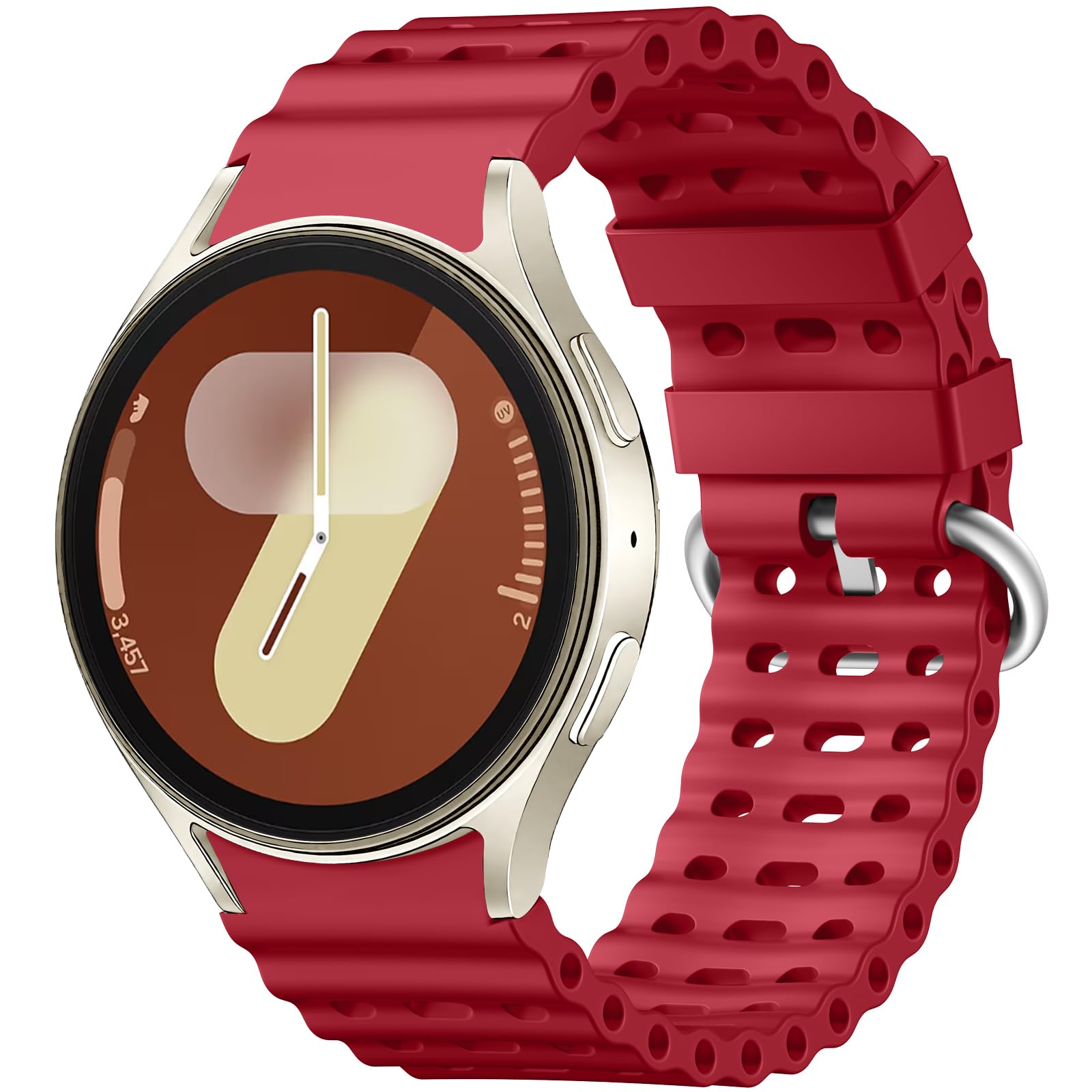 Sport Band for Samsung Galaxy Watch 7 5 4 6 FE 44mm 40mm/for Galaxy Watch 6/4 Classic 47mm 43mm 46mm 42mm/Watch 5 Pro 45mm, No Gap Breathable Soft Silicone Strap 20mm Replacement Men Women, Red