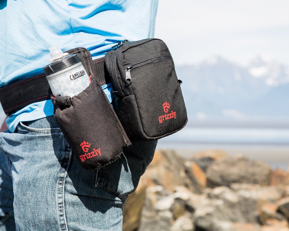 Grizzly SNAKE RIVER Adjustable Water Bottle Holder BLACK for Dog