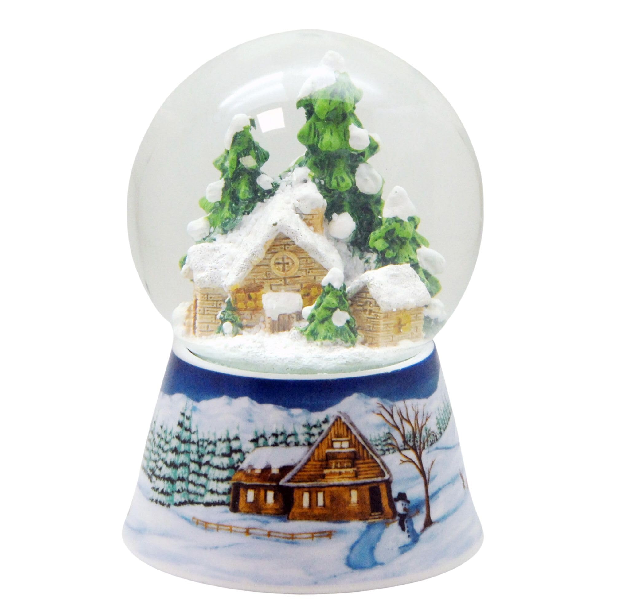 Minium Collection Snow Globe - Hut | Classic Style | Glass Material | Colourful | Winter Forest Scene | Music Box: Winter Wonderland | Height: 14 cm, Width: 10 cm