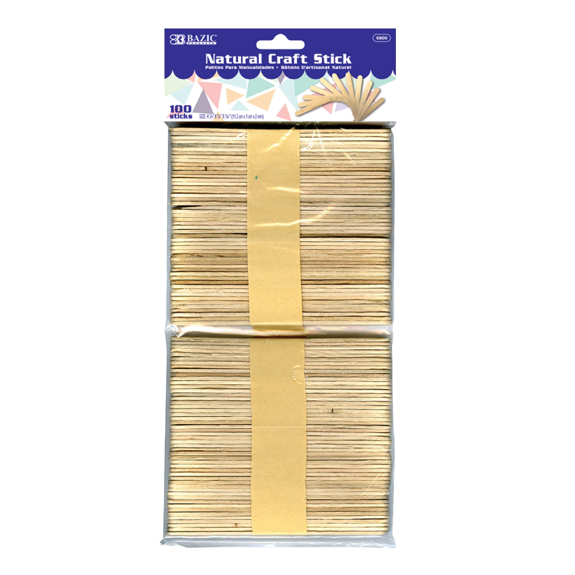 BAZIC Craft Sticks Natural Wood, Standard Size Ice Cream Popsicle Stick, Non Toxic Art Supplies for DIY Project Building Crafts (100/pack), 1-Pack