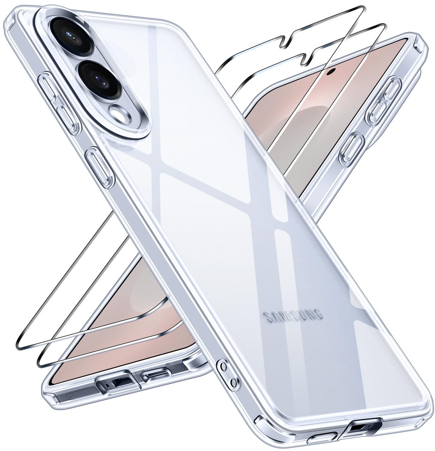 Photo 1 of ivoler 3-in-1 Case for Samsung Galaxy S25 Edge 5G 6.7" with 2 Pack Tempered Glass Screen Protector[Full Coverage], [Military Grade Protection] S25 Edge Slim Phone Bumper Cover Clear [Non-Yellowing]