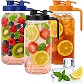 64oz Mason Jar Pitcher - Airtight & Leakproof Glass Pitchers with Handle and Lid, Perfect for Breastmilk, Cold Brew and Sun Tea for Outside,2 Quart Mason Jar with Pour Spout Lid,1/2 Gallon Water Jug