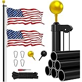 20 FT 14 Gauge Heavy Duty Flag Pole for Outside In Ground, Extra Thick Flagpole Kit for Yard, Outdoor Flag Poles with 3x5 American Flag for Residential or Commercial