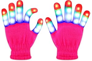 JoFAN Light Up Gloves LED Gloves Rave Cool Toys Gifts for Kids Teens Boys Girls Christmas Stocking Stuffers Party Favors (Ages 4-9, Pink)