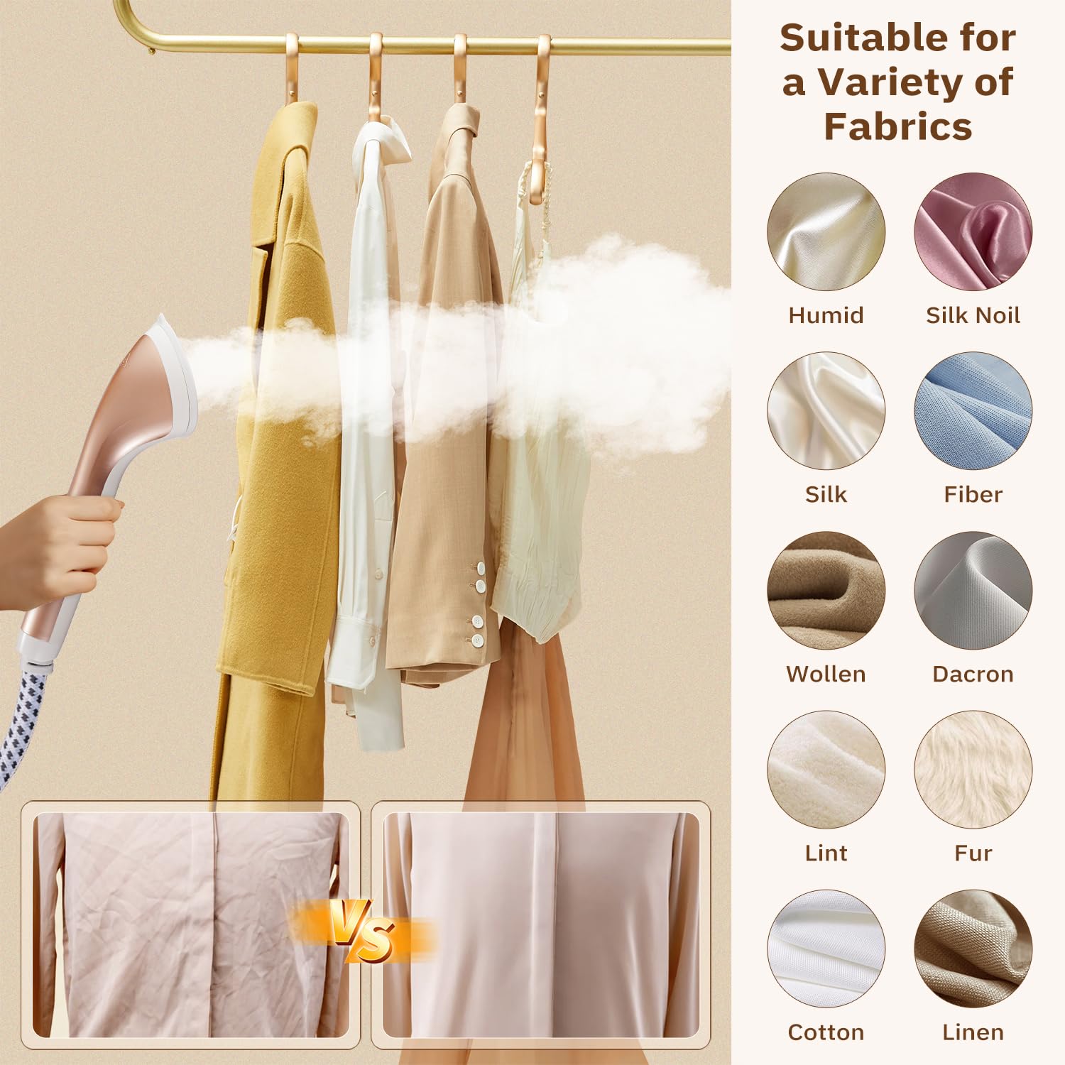 Steamer for Clothes,1800W Standing Garment Steamer with Adjustable Double Rod,Flat and Hanging Ironing,Clothes Steamers with 10 Ironing Modes,30s Fast Heat-up