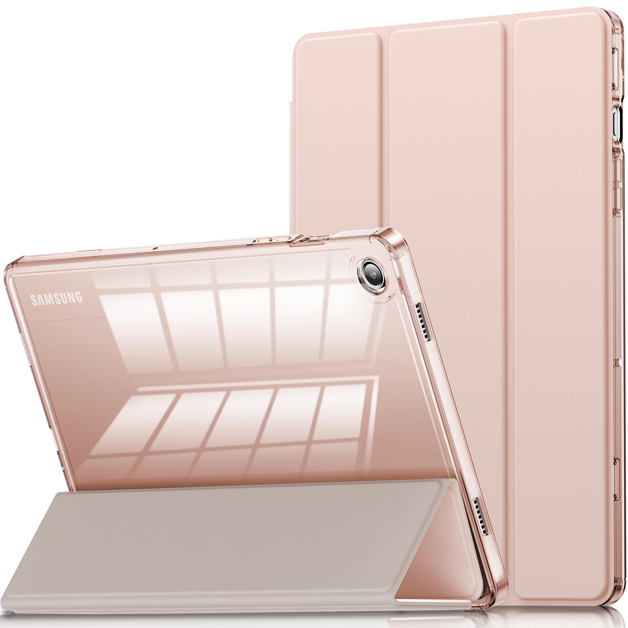 Photo 1 of INFILAND Case for Galaxy Tab A9 Plus 5G, Slim Stand Crystal Clear Protective Smart Cover for Samsung Galaxy Tablet A9+/A9 Plus 11 Inch 2023 Model (SM-X210/X216/X218)[Auto Wake/Sleep] (Rose Gold)
