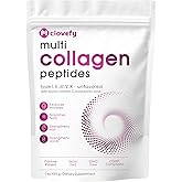 Mclovefy Multi Collagen Peptides Powder, Unflavored, 1lb (41 Servings) | Hydrolyzed Type I, II, III, V, X Collagen with Hyaluronic Acid, Biotin &amp; Vitamin C, Easily Mixes in Drinks