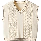 Auro Mesa Boys and Toddlers' Sweater Vest Cotton Knitted Streetwear Preppy Style V Neck Crop Knitwear Tank Top for Kids