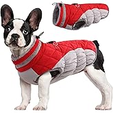 FUAMEY Dog Coat for Small Dogs,Waterproof Dog Winter Jacket with Harness Built in Puppy Cold Weather Coats Reflective Pet Vest with Zipper Warm Fleece Dogs Snowsuit Windproof Red S