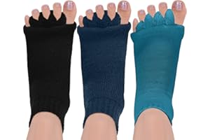SPORCLO Five Toe Separator Socks for Men Yoga Foot Alignment Socks Massage Toe Spacers Bunion Corrector Cushion 3 Pairs