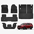Floor Mats and Cargo Liner with Backrest Mat Fit for Honda Pilot 2023 2024 2025, TPE Rubber All Weather Trunk Mat and Floor Liners - Waterproof Full Set Durable Nonslip Car Mats, Black
