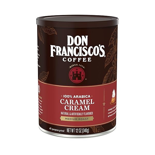 DON FRANCISCO’S CARAMEL CREAM GROUND FLAVORED COFFEE: RICH, AROMATIC 100% ARABICA BEANS – EXPERTLY ROASTED FOR A DELIGHTFUL MORNING BREW (12 OZ CAN)