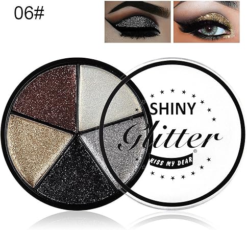 Amazon アイシャドー 5色 アイシャドウパレット グリッター 韓国 人気 アイシャドウパ 防水 落ちにくい ハイライト シェーディング パーティー コスプレ 日常 Shiny 06 Hosam メイクアップ アイシャドウ 通販