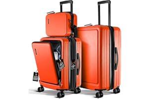 TRAVELARIM Luggage Sets 3 Piece, 22 Inch Carry on Luggage and 28 Inch Suitcases with Wheels Spinner, Durable Hard Shell Suitcase Set, Expandable Travel Suitcase, Orange