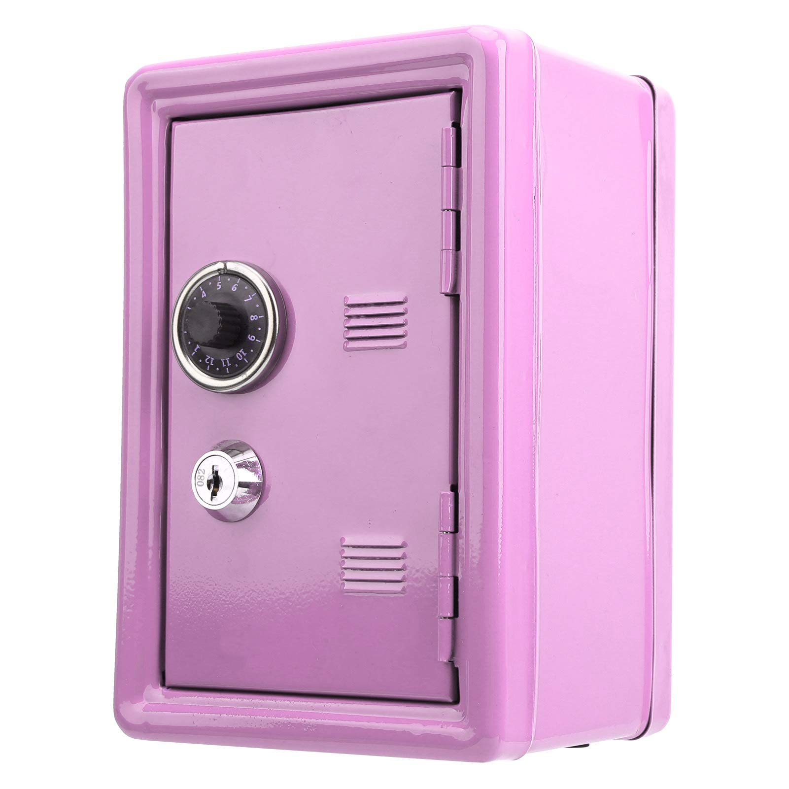 Children Mini Metal Key Money Storage Case Safe Box for Kids Coins Cash Simulation Innovation Presents Supplies (Pink),Safes/Safe Deposit Boxes