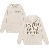 Weetiotio Christian Faith Over Fear Hoodies for Men Jesus Religious Graphic Sweatshirt Bible Verse Acid Wash Pullover Hoodie