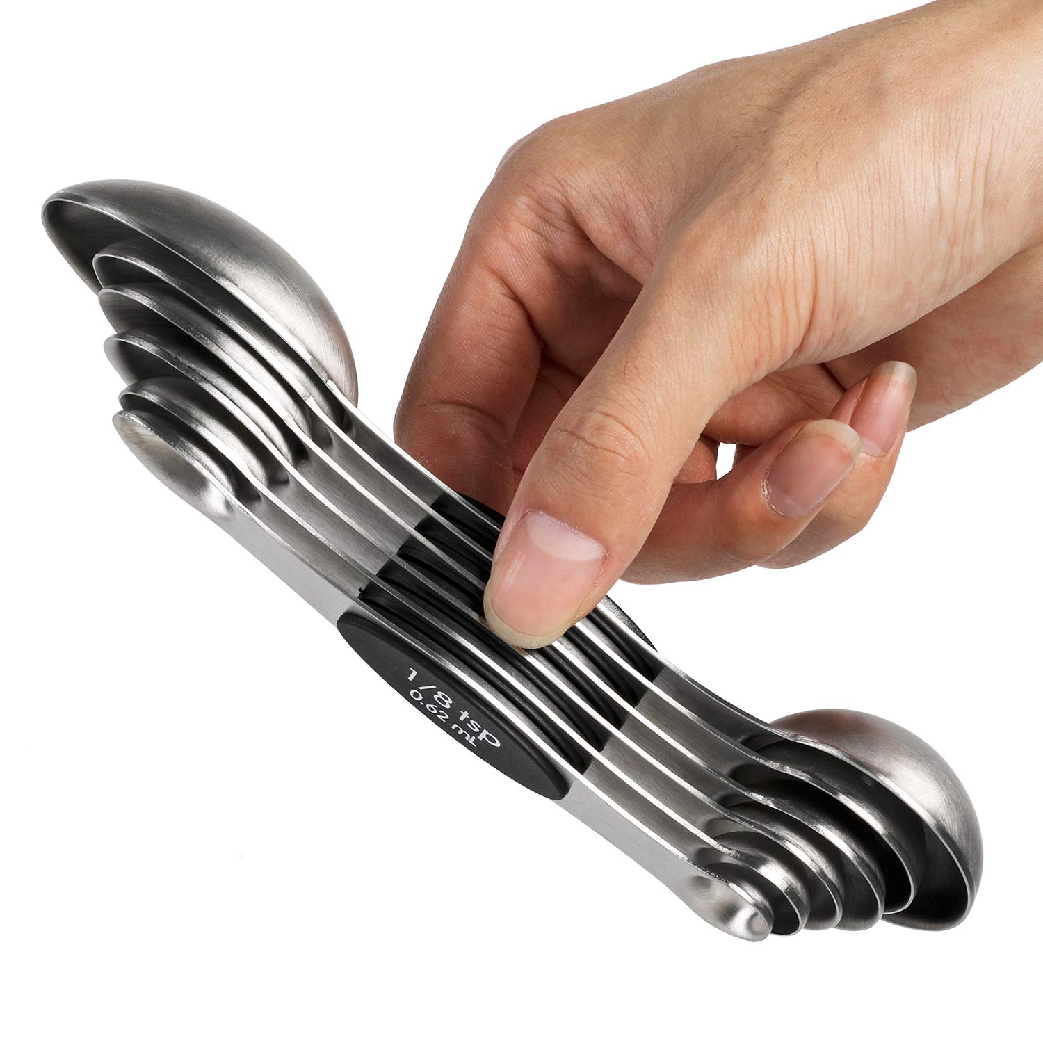 Measuring Spoons Set of 6 Stainless Steel Dual Sided Stackable