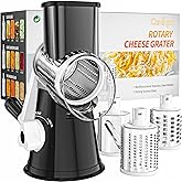 Cambom Rotary Cheese Grater Hand Crank Cheese Shredder for Fresh Cheese, Vegetable, Nuts,Non-slip Suction Base, Free Cleaning