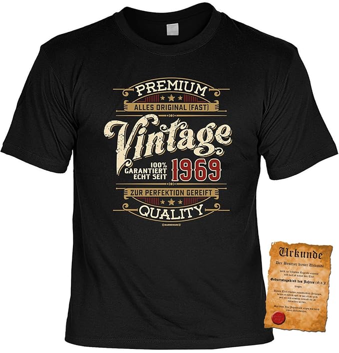 T Shirt 50 Geburtstag Geburtstagsshirt Sprüche Jahrgang 1969 Vintage Garantiert Echt Seit 1969 Geschenk Shirt Zum 50geburtstag Fraumann