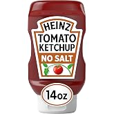 Heinz Tomato Ketchup With No Salt Added Inverted Squeeze Bottle, 1 Bottle, for Easy Sharing and Easy Serving, 96% Less Sodium Than Regular Ketchup, 14 oz